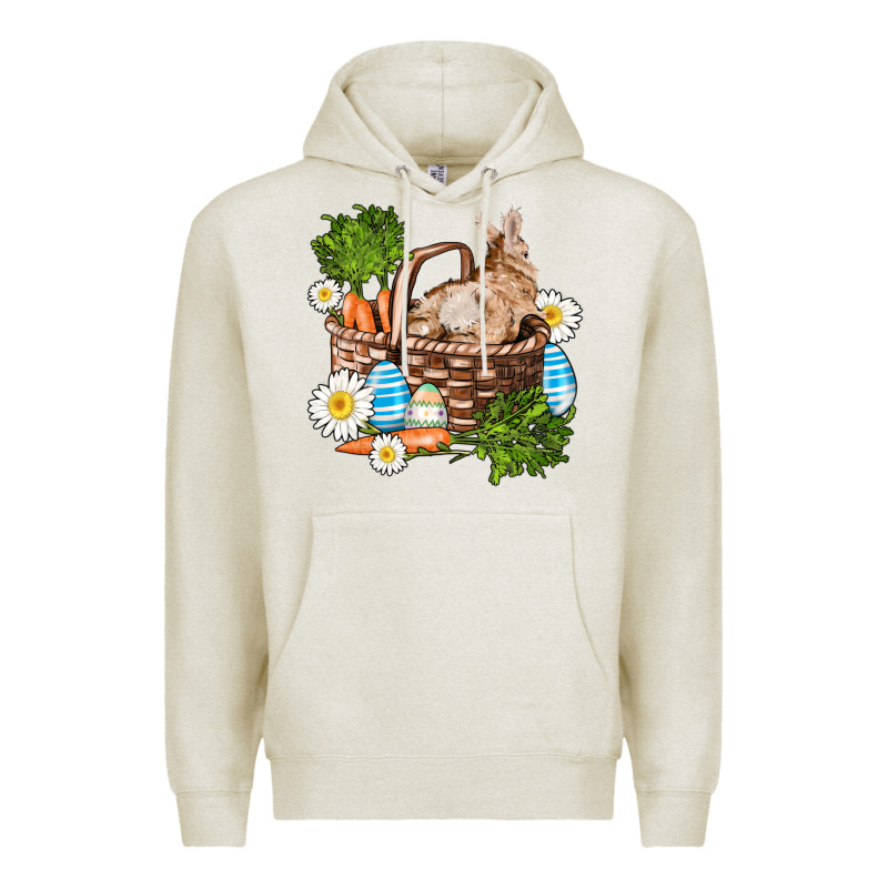 Easter Bunny In Basket Wıth Carrot And Eggs Premium Hoodie by AdoDesignShop | Teevron