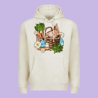Easter Bunny In Basket Wıth Carrot And Eggs Premium Hoodie Designed By Adodesignshop