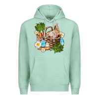 Seafoam easter bunny in basket wıth carrot and eggs Premium Hoodie - AdoDesignShop