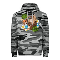 Slate Camo easter bunny in basket wıth carrot and eggs Premium Hoodie - AdoDesignShop
