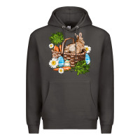 Smoke easter bunny in basket wıth carrot and eggs Premium Hoodie - AdoDesignShop