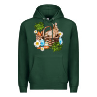 Sports Green easter bunny in basket wıth carrot and eggs Premium Hoodie - AdoDesignShop
