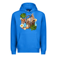 True Royal easter bunny in basket wıth carrot and eggs Premium Hoodie - AdoDesignShop