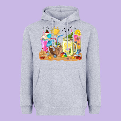Summer Drinks Coffee Cups Heavyweight Hoodie Designed By Texasbilliewilder