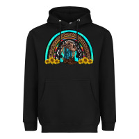 Black western cowboy boots sunflowers rainbow Heavyweight Hoodie - RanaPortraitStore