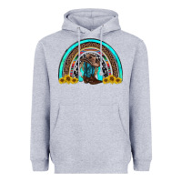 Heather Grey western cowboy boots sunflowers rainbow Heavyweight Hoodie - RanaPortraitStore
