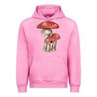 Fuchsia Pink Autumn Mushroom Illustrations Urban Hoodie - LillyAllenDesigns
