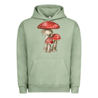 Pigment Oil Green Autumn Mushroom Illustrations Urban Hoodie - LillyAllenDesigns