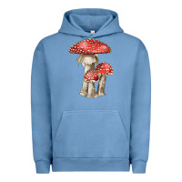 Pigment Pebble Blue Autumn Mushroom Illustrations Urban Hoodie - LillyAllenDesigns