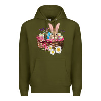 Army Green easter bunny and basket Premium Hoodie - AdoDesignShop