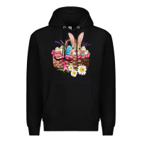 Black easter bunny and basket Premium Hoodie - AdoDesignShop