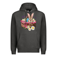 Charcoal Heather easter bunny and basket Premium Hoodie - AdoDesignShop