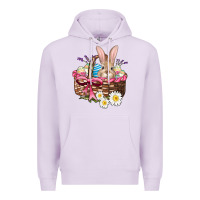 Lilac easter bunny and basket Premium Hoodie - AdoDesignShop