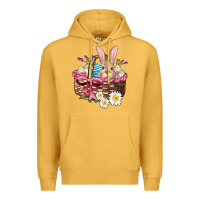 Mustard easter bunny and basket Premium Hoodie - AdoDesignShop
