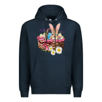 Navy easter bunny and basket Premium Hoodie - AdoDesignShop