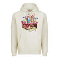 Oatmeal Heather easter bunny and basket Premium Hoodie - AdoDesignShop