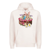 Pale Pink easter bunny and basket Premium Hoodie - AdoDesignShop
