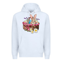 White easter bunny and basket Premium Hoodie - AdoDesignShop