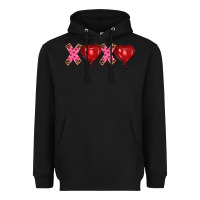 Black valentine's day xoxo heart balloon Heavyweight Hoodie - RanaPortraitStore