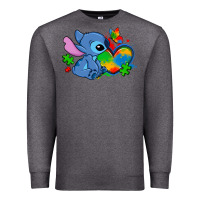 Charcoal Heather autism stitch heart Premium Sweatshirt - Zillion Design Studio
