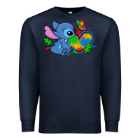 Navy autism stitch heart Premium Sweatshirt - Zillion Design Studio