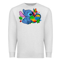 Oatmeal Heather autism stitch heart Premium Sweatshirt - Zillion Design Studio