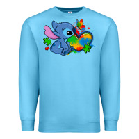 Ocean Blue autism stitch heart Premium Sweatshirt - Zillion Design Studio