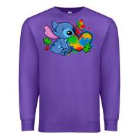 Purple autism stitch heart Premium Sweatshirt - Zillion Design Studio