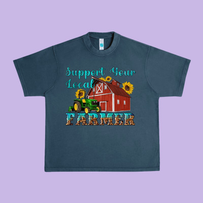 Western Support Your Local Farmer Urban Heavy Tee Designed By Artiststas