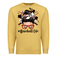 Antique Gold baseball life messy bun Premium Sweatshirt - Zillion Design Studio