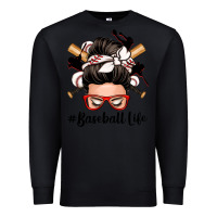 Black baseball life messy bun Premium Sweatshirt - Zillion Design Studio