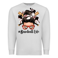 Dove Grey baseball life messy bun Premium Sweatshirt - Zillion Design Studio