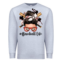 Heather Grey baseball life messy bun Premium Sweatshirt - Zillion Design Studio