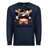 Navy baseball life messy bun Premium Sweatshirt - Zillion Design Studio