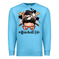 Ocean Blue baseball life messy bun Premium Sweatshirt - Zillion Design Studio