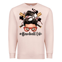Pale Pink baseball life messy bun Premium Sweatshirt - Zillion Design Studio