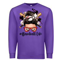 Purple baseball life messy bun Premium Sweatshirt - Zillion Design Studio