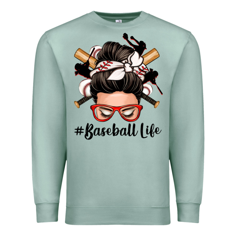 Baseball Life Messy Bun Premium Sweatshirt by Zillion Design Studio | Teevron