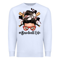 White baseball life messy bun Premium Sweatshirt - Zillion Design Studio