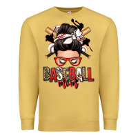 Antique Gold baseball mom messy bun Premium Sweatshirt - Zillion Design Studio