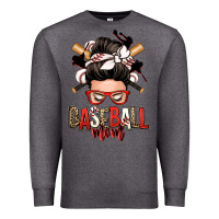 Charcoal Heather baseball mom messy bun Premium Sweatshirt - Zillion Design Studio