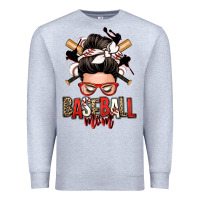 Heather Grey baseball mom messy bun Premium Sweatshirt - Zillion Design Studio