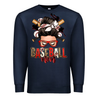 Navy baseball mom messy bun Premium Sweatshirt - Zillion Design Studio