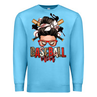 Ocean Blue baseball mom messy bun Premium Sweatshirt - Zillion Design Studio