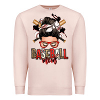 Pale Pink baseball mom messy bun Premium Sweatshirt - Zillion Design Studio