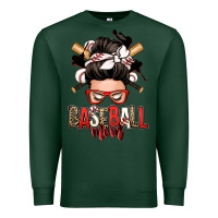 Sports Green baseball mom messy bun Premium Sweatshirt - Zillion Design Studio