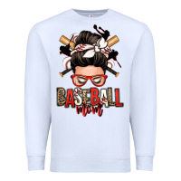 White baseball mom messy bun Premium Sweatshirt - Zillion Design Studio