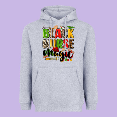 Black Nurse Magic Heavyweight Hoodie Designed By Zillion Design Studio