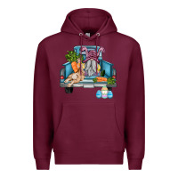 Burgundy easter truck with gnome and rabbit Premium Hoodie - AdoDesignShop