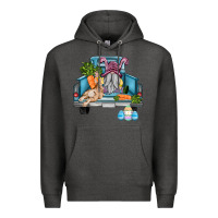 Charcoal Heather easter truck with gnome and rabbit Premium Hoodie - AdoDesignShop